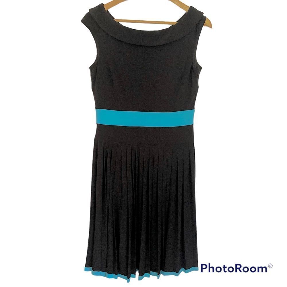 Evan-Picone Pleated Black Dress 